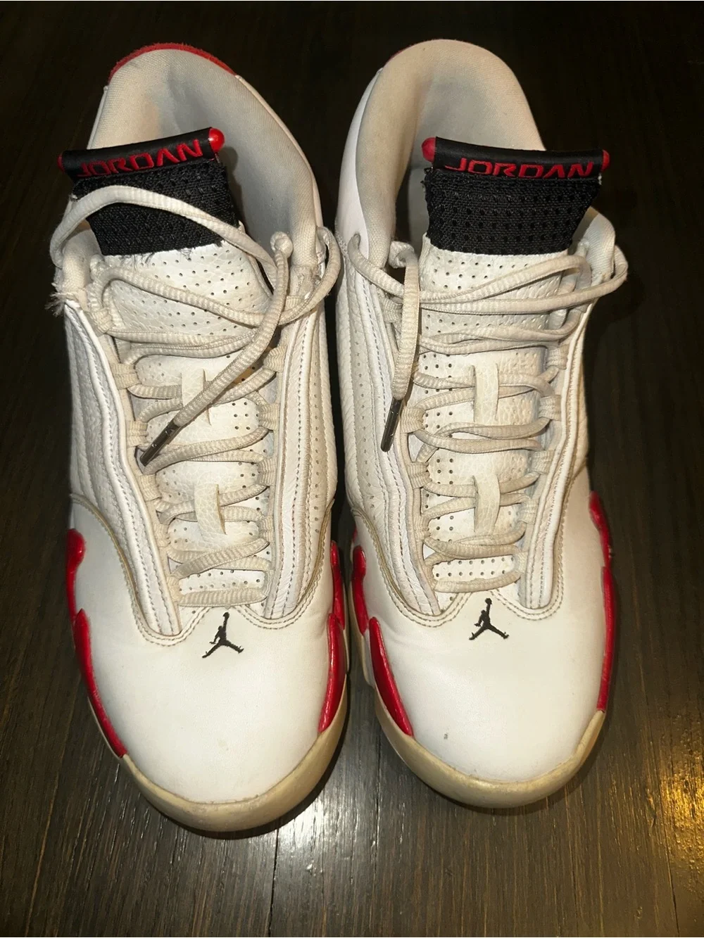Air Jordan CANDY CANE 14 White and Red Retro Basketball Shoes Size 10.5